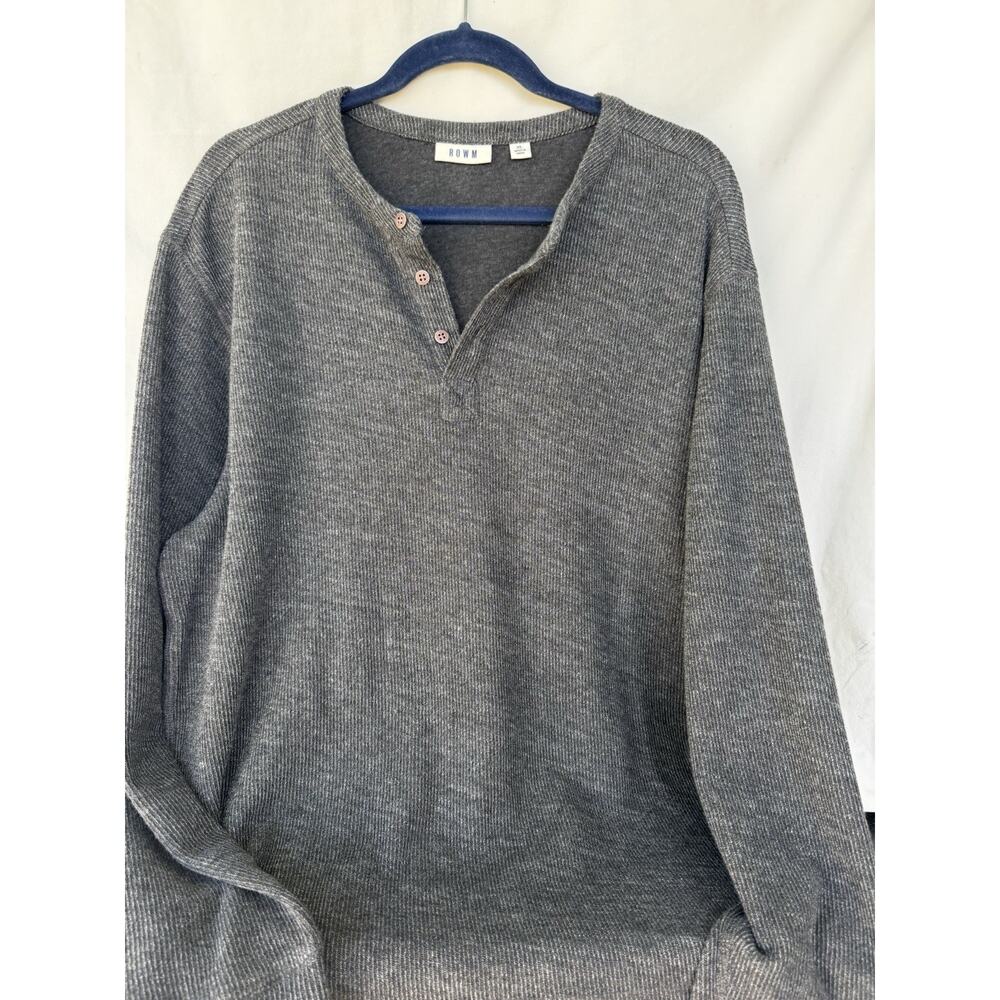 ROWM Men's Henley style cotton blend Pullover Sz XL charcoal gray